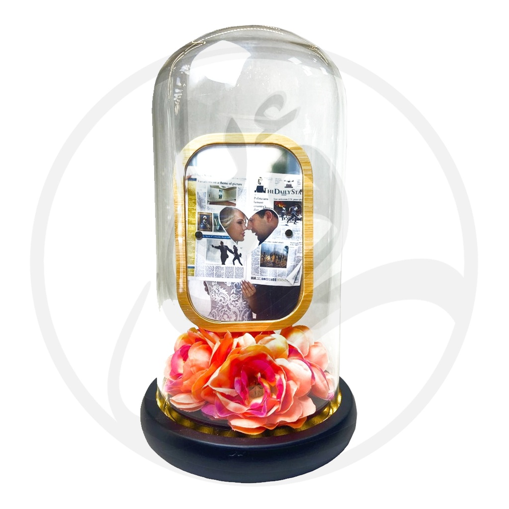 Rectangle Flower Photo Flask / اطار صور خشبي مضلع داخل قارورة ورد