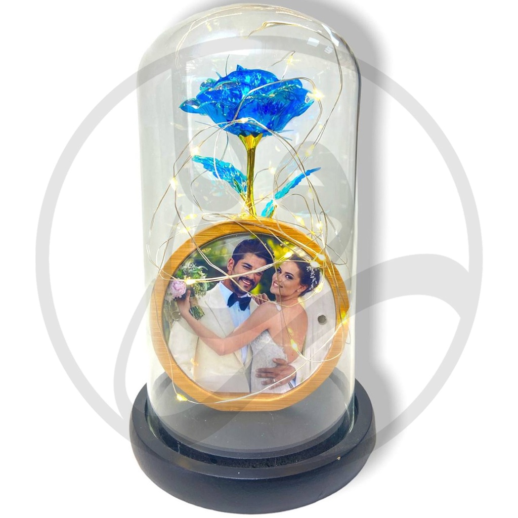 Flower Circle Photo Frame / اطار صور دائري خشب داخل قارورة ورد