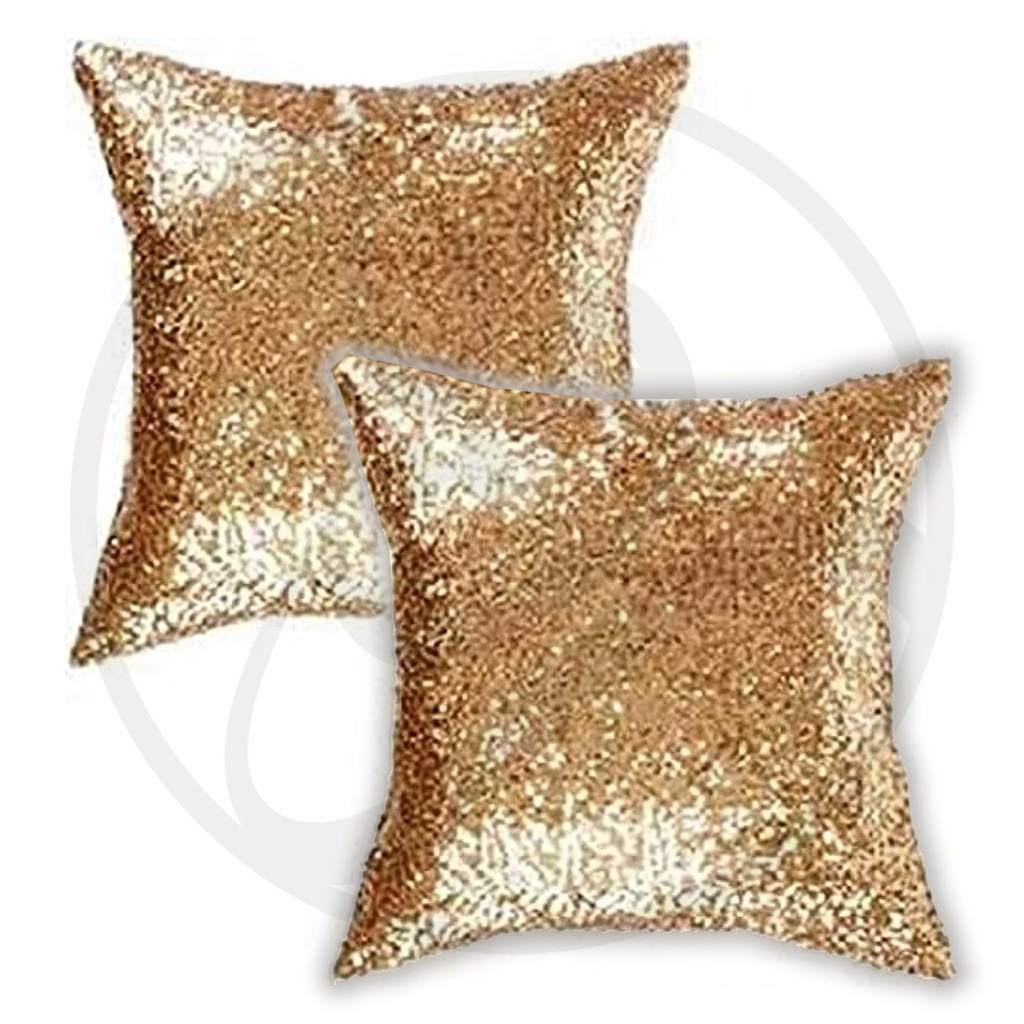 Pillow Double-Sided Sequin White &amp; Gold / وسادة ترتر ذهبي