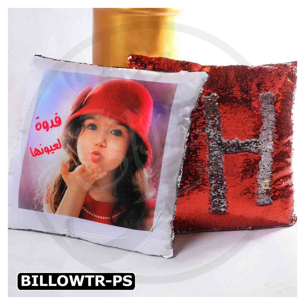 Pillow Double-Sided Sequin White &amp; Red / وسادة ترتر احمر