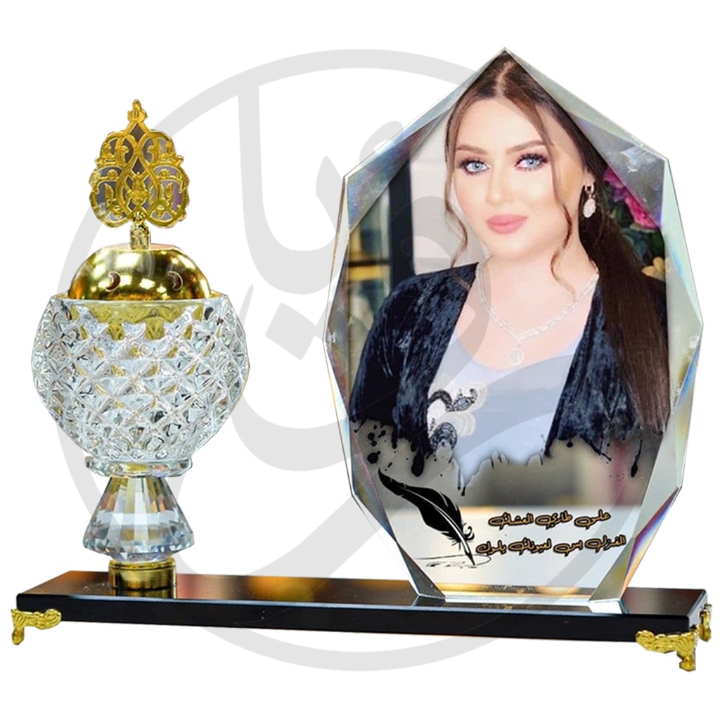 Incense Burner Crystal Convex Oval BCO-UV /مبخرة كرستال مع زجاج مظلع لطباعة الصور عليه