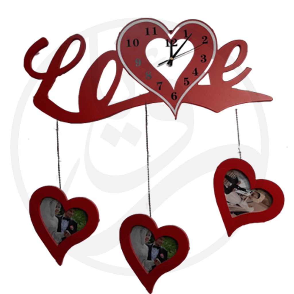 Photo Wall Clock Hearts - 3 Photo / HWR-P