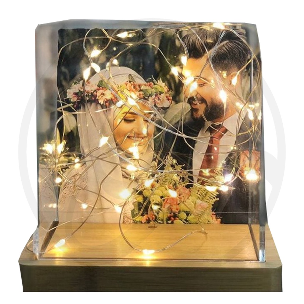 Glass Frame Box LED A rectangle Wooden Photo - VJ4 /  أطار زجاجي صندوق