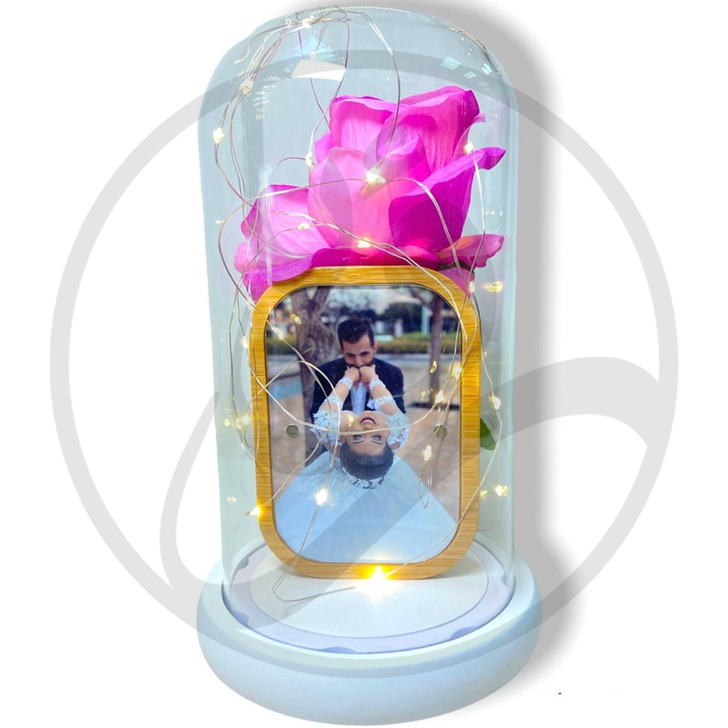 Flower Flask Photo Frame / اطار صور مستطيل خشبي داخل قارورة ورد