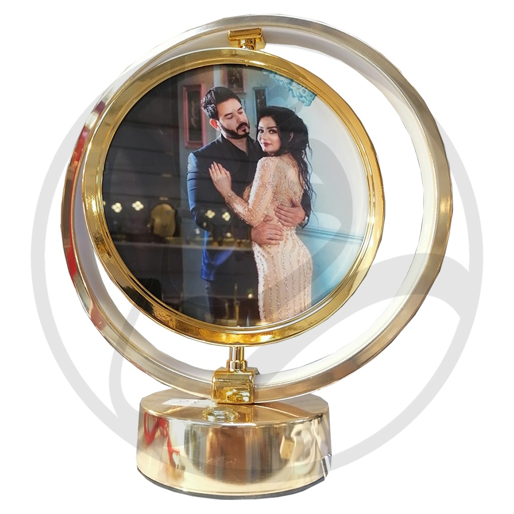 Golden Round Photo Frame/ اطار صور قياس كبير دائري ذهبي مع قاعدة