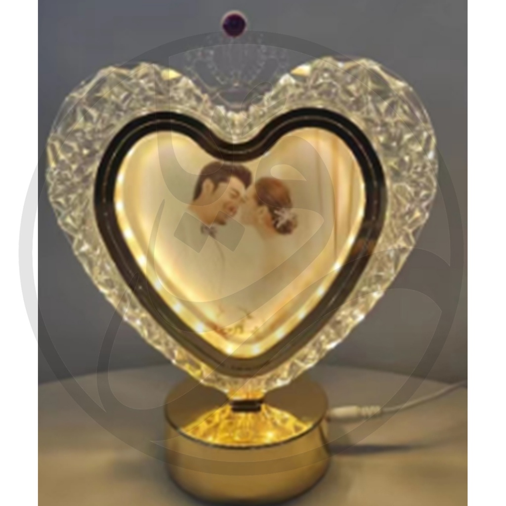 Golden Crown Heart Photo Frame/اطار صور قلب كرستال مع تاج