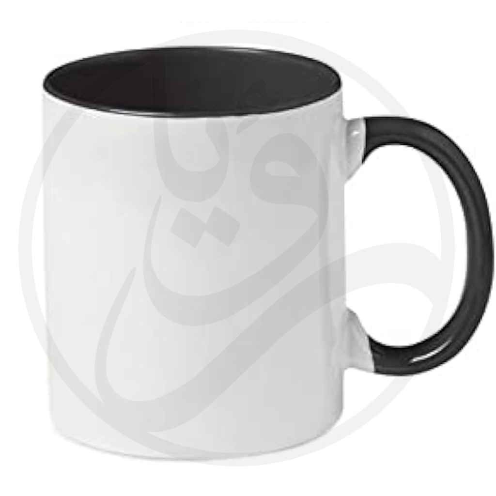 White Blank Mug SKB06/قدح ابيض سادة قبضة ملونة 