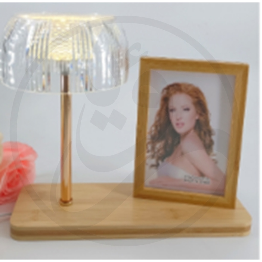 Wooden Photo Frame with Table Lamp Fountain/ اطار صور خشبي مع تيبل لامب نافورة